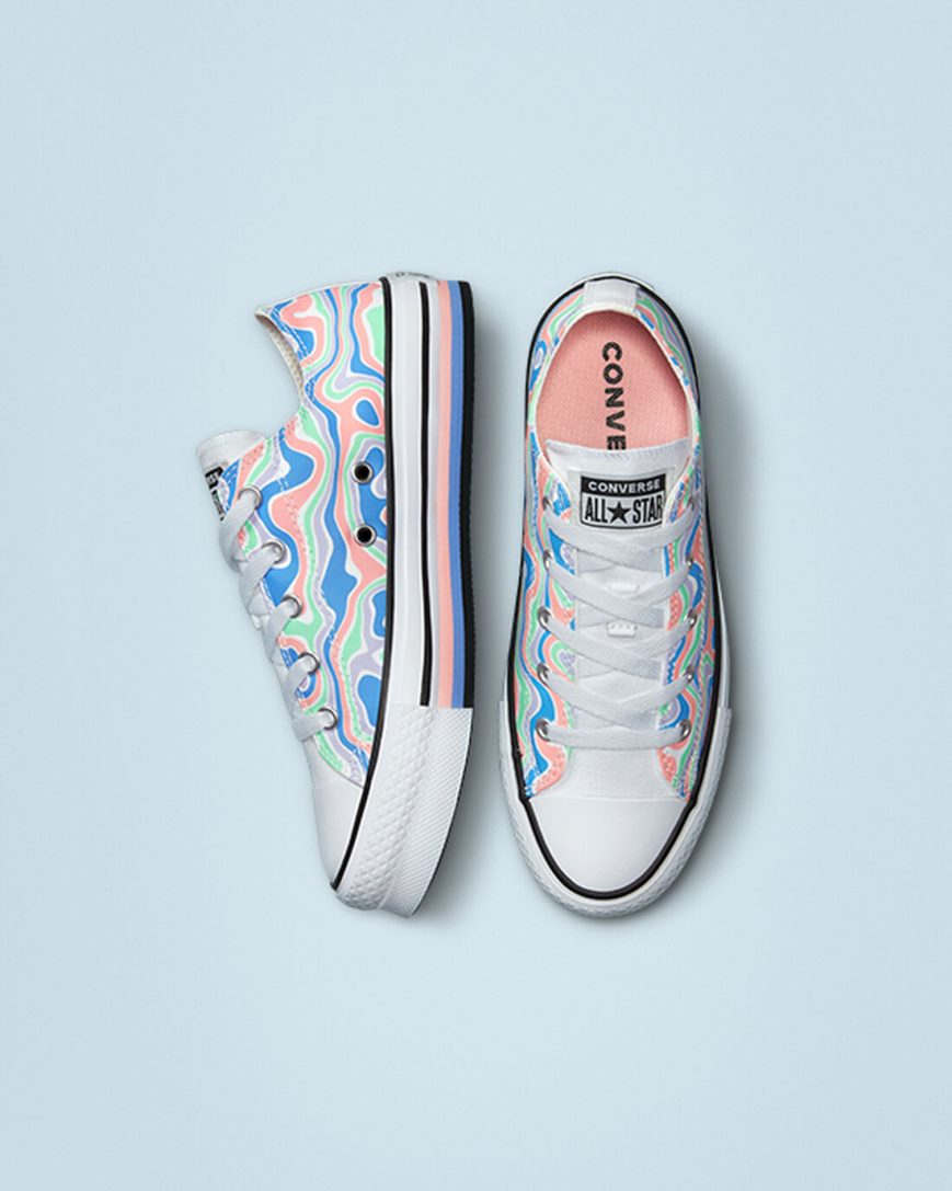 Dívčí Boty Na Platformy Converse Chuck Taylor All Star Lift Color Swirl Nízké Koralove Královská Modrá | CZ ELU3181